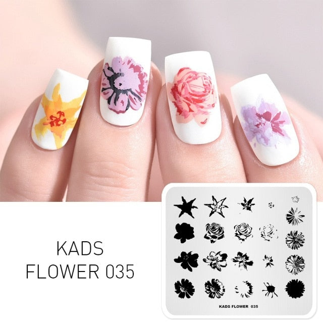 Qfdian valentines day decoration  Nail Art Valentines Day Nail Stamping Plates Heart Image Stamp Template Christmas Flower Nature Nail Stencils Plate Set