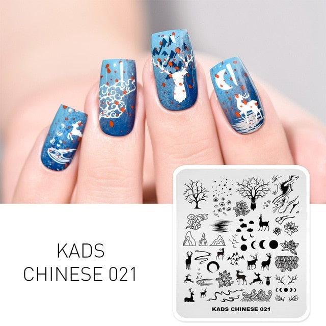 Qfdian valentines day decoration  Nail Art Valentines Day Nail Stamping Plates Heart Image Stamp Template Christmas Flower Nature Nail Stencils Plate Set