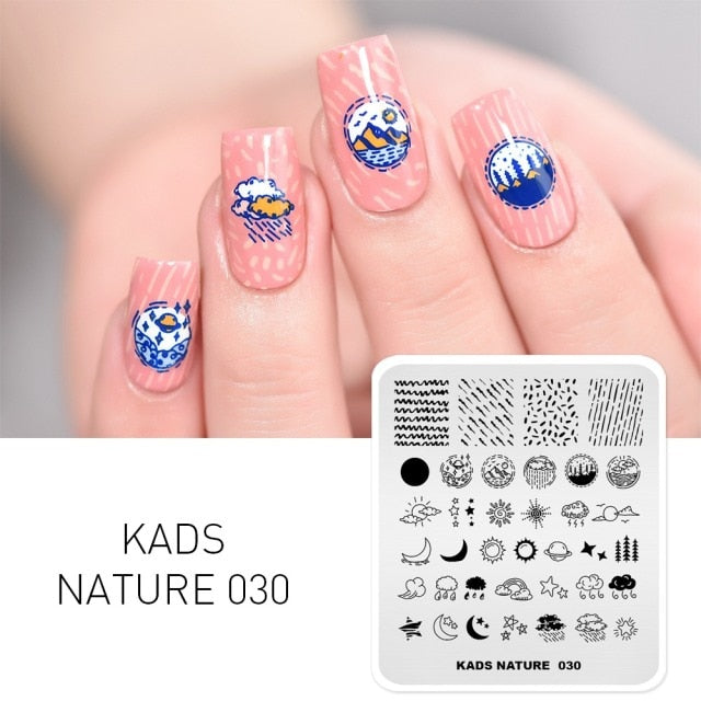 Qfdian valentines day decoration  Nail Art Valentines Day Nail Stamping Plates Heart Image Stamp Template Christmas Flower Nature Nail Stencils Plate Set