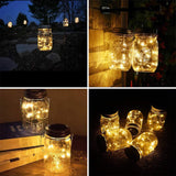 Qfdian Party decoration 20 LEDs Fairy Light Solar For Mason Jar Lid Insert Color Changing Garden Decor Christmas Lights Outdoor Wedding Decor