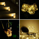 Qfdian Party decoration 20 LEDs Fairy Light Solar For Mason Jar Lid Insert Color Changing Garden Decor Christmas Lights Outdoor Wedding Decor