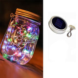 Qfdian Party decoration 20 LEDs Fairy Light Solar For Mason Jar Lid Insert Color Changing Garden Decor Christmas Lights Outdoor Wedding Decor