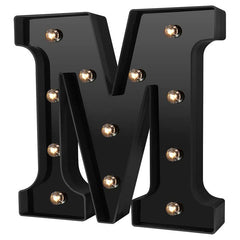 QFDIAN Newly Design Led Letters Lights 26 Alphabet Black Decorative Marquee Lamps for Wedding Party Birthday Home Bar Decoration