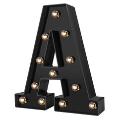 QFDIAN Newly Design Led Letters Lights 26 Alphabet Black Decorative Marquee Lamps for Wedding Party Birthday Home Bar Decoration