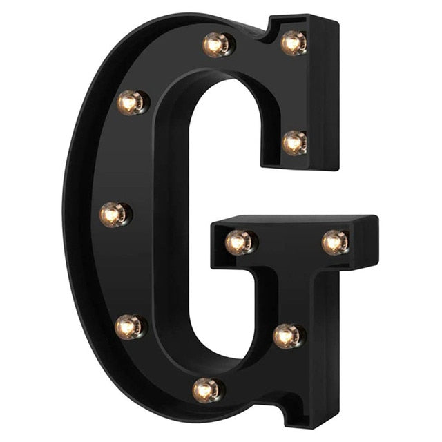 QFDIAN Newly Design Led Letters Lights 26 Alphabet Black Decorative Marquee Lamps for Wedding Party Birthday Home Bar Decoration