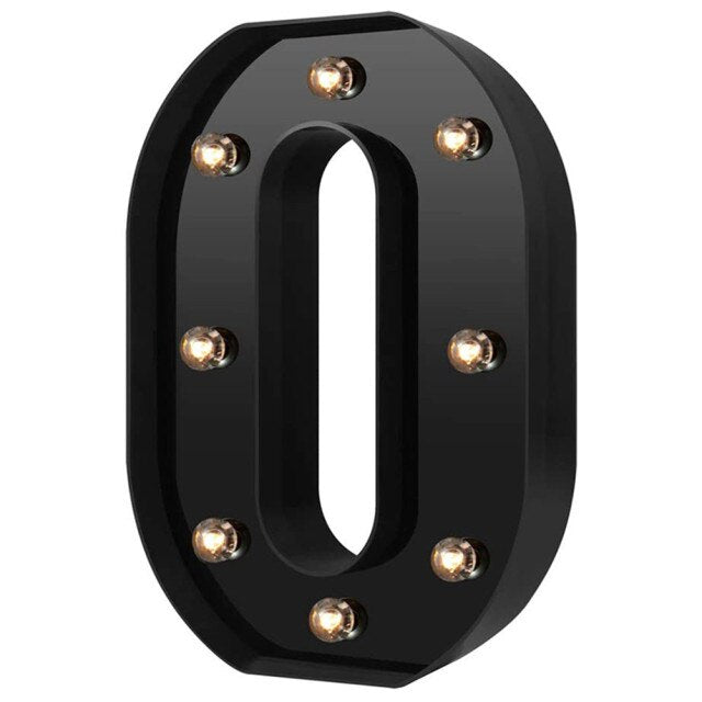 QFDIAN Newly Design Led Letters Lights 26 Alphabet Black Decorative Marquee Lamps for Wedding Party Birthday Home Bar Decoration