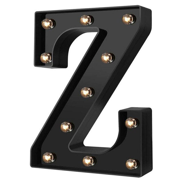 QFDIAN Newly Design Led Letters Lights 26 Alphabet Black Decorative Marquee Lamps for Wedding Party Birthday Home Bar Decoration