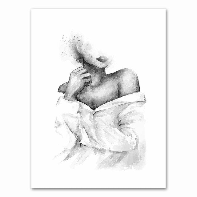 Nordic Black White Shoulder Kiss Hand Wall Art Canvas Poster Minimalist Print Love Quotes Painting Picture for Living Room Decor