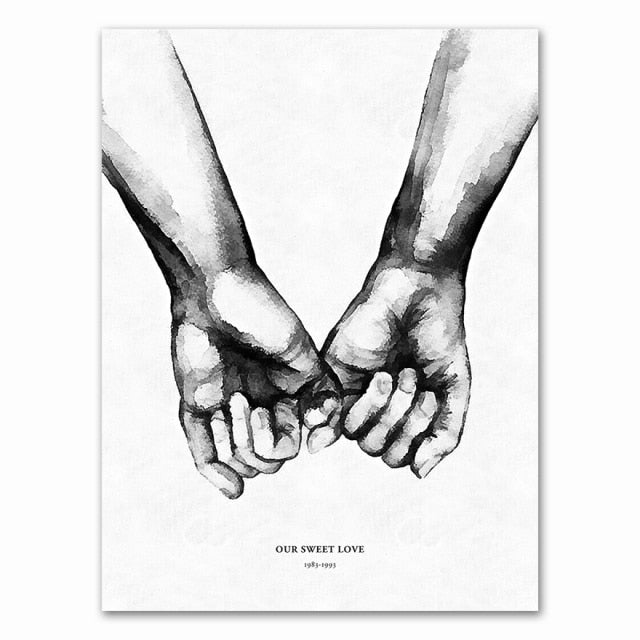 Nordic Black White Shoulder Kiss Hand Wall Art Canvas Poster Minimalist Print Love Quotes Painting Picture for Living Room Decor