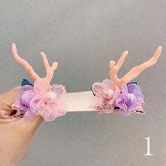 Qfdian Christmas decor ideas 2Pcs Chinese tradditonal style hanfu Christmas Deer Antlers Hair Clips Flowers Girls Women Hairpins with tassel Hair Accessories