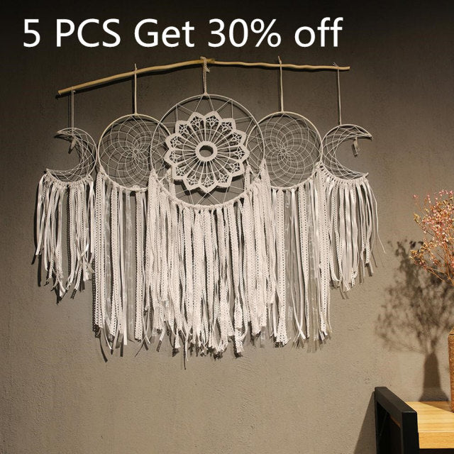 Qfdian  Christmas 5 pack  White Dream Catcher Boho Room Decoration Nursery Decor Wedding Decoration Valentines Day Gift Wall Hanging Decor