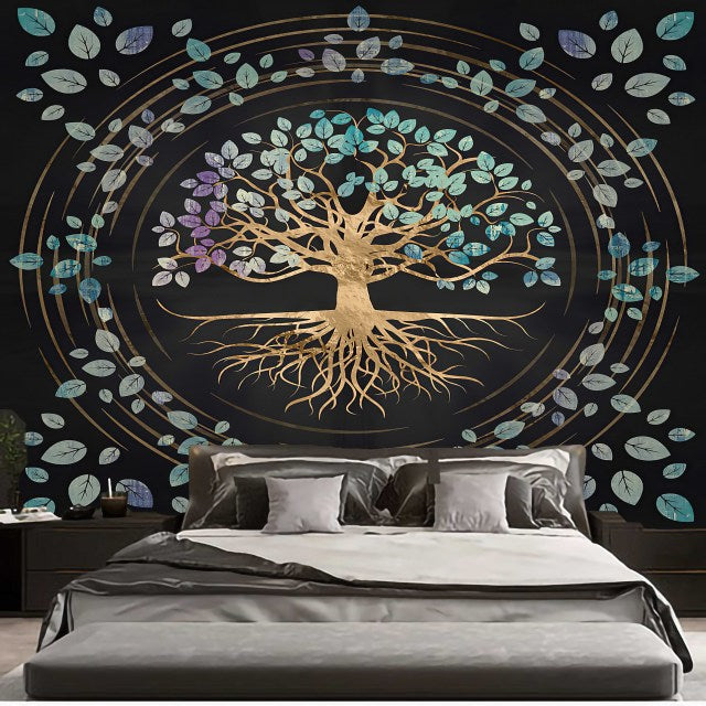 Qfdian Psychedelic Tree Tapestry  Mandala Wall Hanging Macrame Hippie Tapestries for Living Room Home Decor