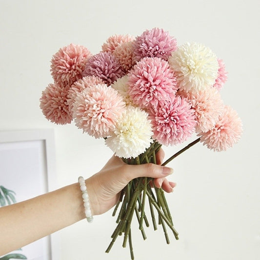 Qfdian valentines day gifts 1/3/5PcsBunch Artificial Flower Bouquet Silk Dandelion Flower Ball Fake Flowers DIY Home Widding Decoration Valentines Day Gifts