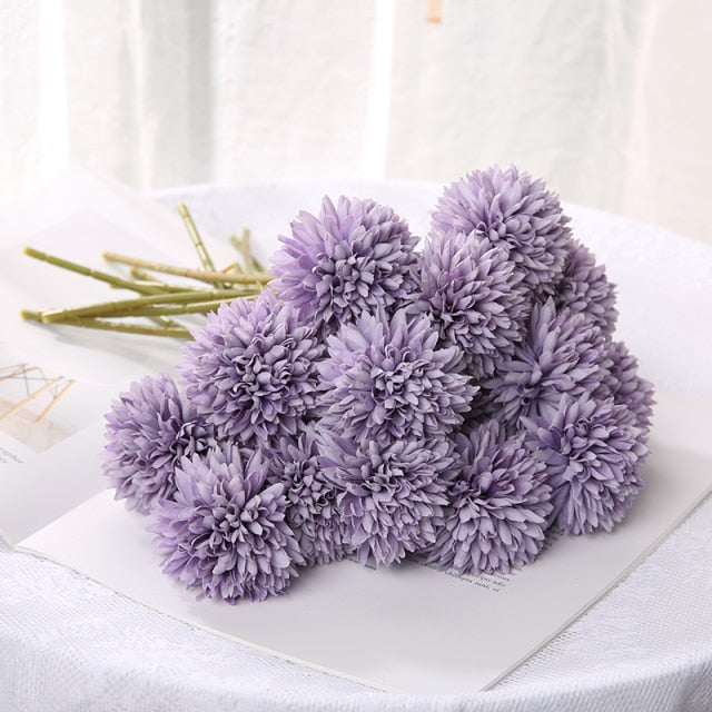 Qfdian valentines day gifts 1/3/5PcsBunch Artificial Flower Bouquet Silk Dandelion Flower Ball Fake Flowers DIY Home Widding Decoration Valentines Day Gifts