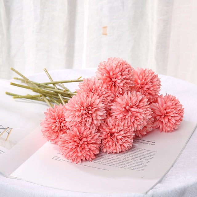 Qfdian valentines day gifts 1/3/5PcsBunch Artificial Flower Bouquet Silk Dandelion Flower Ball Fake Flowers DIY Home Widding Decoration Valentines Day Gifts