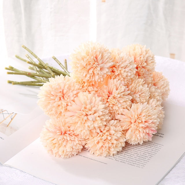 Qfdian valentines day gifts 1/3/5PcsBunch Artificial Flower Bouquet Silk Dandelion Flower Ball Fake Flowers DIY Home Widding Decoration Valentines Day Gifts