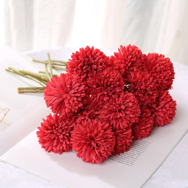 Qfdian valentines day gifts 1/3/5PcsBunch Artificial Flower Bouquet Silk Dandelion Flower Ball Fake Flowers DIY Home Widding Decoration Valentines Day Gifts