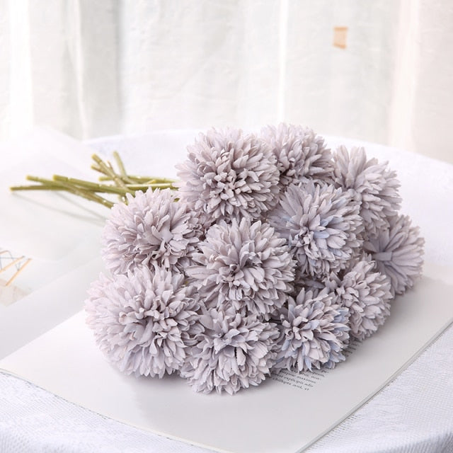 Qfdian valentines day gifts 1/3/5PcsBunch Artificial Flower Bouquet Silk Dandelion Flower Ball Fake Flowers DIY Home Widding Decoration Valentines Day Gifts