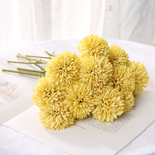 Qfdian valentines day gifts 1/3/5PcsBunch Artificial Flower Bouquet Silk Dandelion Flower Ball Fake Flowers DIY Home Widding Decoration Valentines Day Gifts