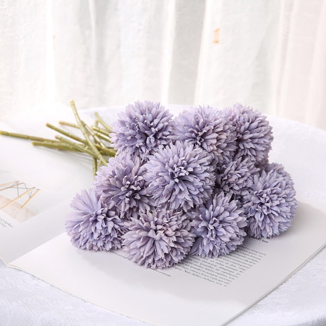 Qfdian valentines day gifts 1/3/5PcsBunch Artificial Flower Bouquet Silk Dandelion Flower Ball Fake Flowers DIY Home Widding Decoration Valentines Day Gifts