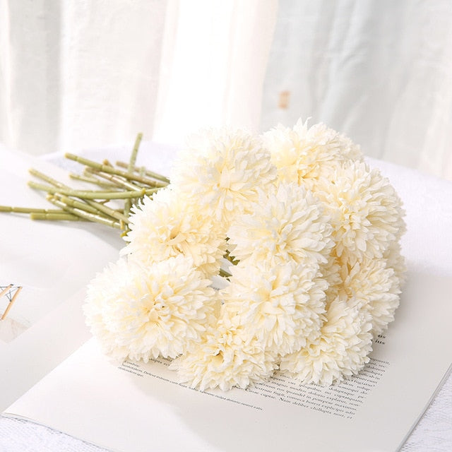 Qfdian valentines day gifts 1/3/5PcsBunch Artificial Flower Bouquet Silk Dandelion Flower Ball Fake Flowers DIY Home Widding Decoration Valentines Day Gifts