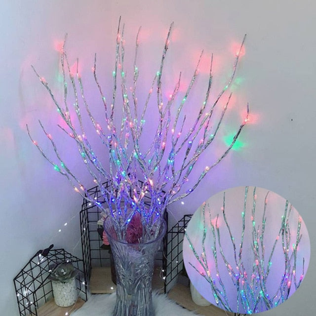 Qfdian 20LED Simulation Tree Branch Light String Christmas Decorations for Home Christmas Tree Decorations New Year's Party Decor