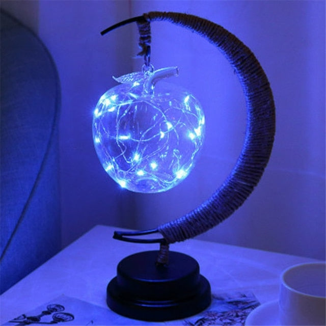 qfdian Led Star/Moon/Apple/Sepak Takraw Christmas Gifts Fairy String Lights Handmade Hemp Rope Night Lamp For Party Kid Room Decoration