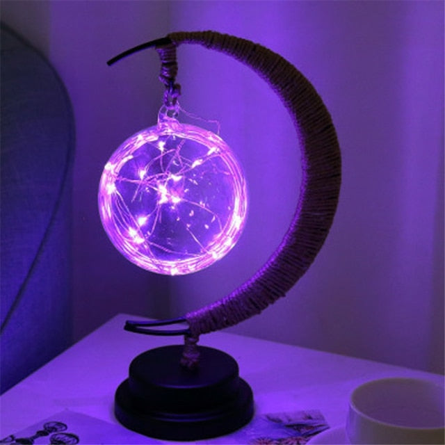 qfdian Led Star/Moon/Apple/Sepak Takraw Christmas Gifts Fairy String Lights Handmade Hemp Rope Night Lamp For Party Kid Room Decoration