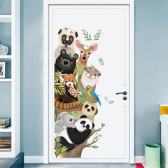 Funny Animals Friends Party Vinyl Wall Stickers for Kids room Nursery Bedroom Door Wall Decor Cartoon Wallpaper Art Murals