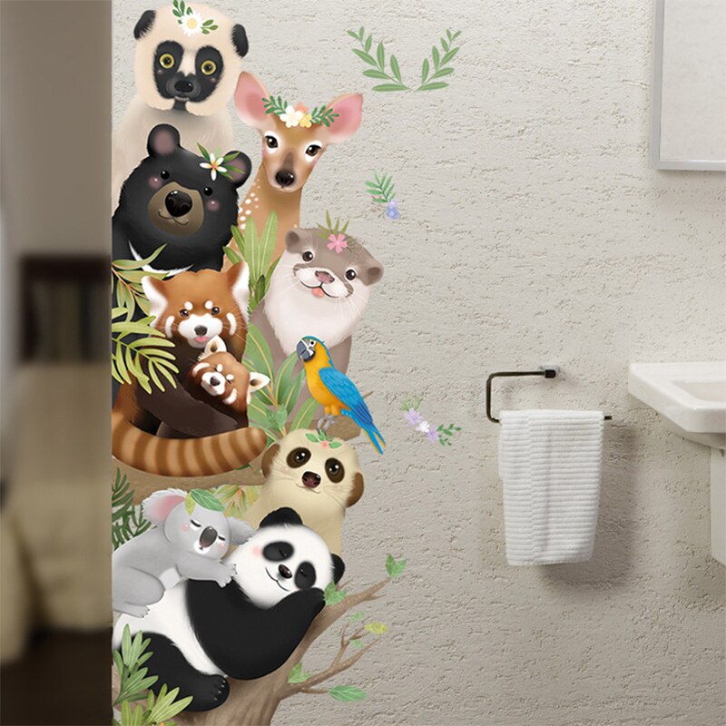 Funny Animals Friends Party Vinyl Wall Stickers for Kids room Nursery Bedroom Door Wall Decor Cartoon Wallpaper Art Murals