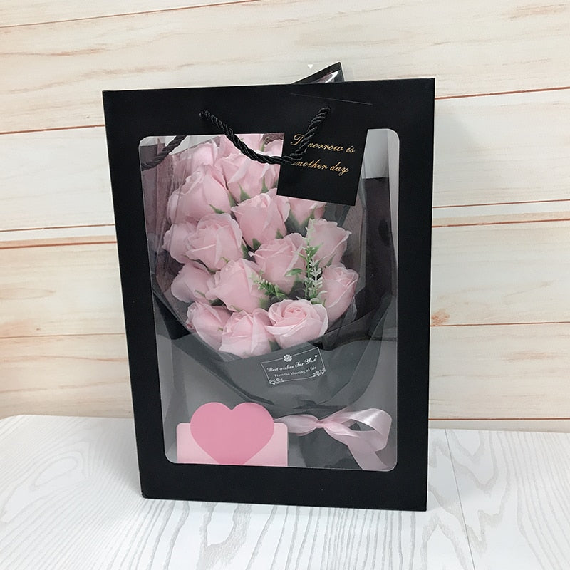 Qfdian Party gifts Party decoration hot sale new  Soap Roses Bouquet Artificial Flower Flores Plant Marriage Birthday Christmas Wedding Valentines Day Gift Home Decor