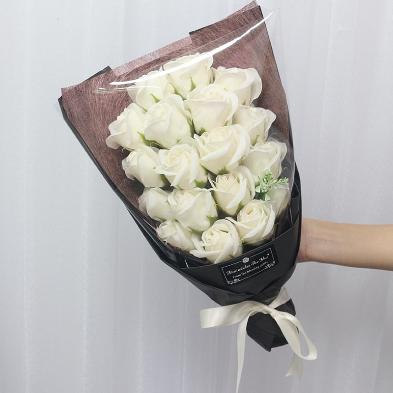 Qfdian Party gifts Party decoration hot sale new  Soap Roses Bouquet Artificial Flower Flores Plant Marriage Birthday Christmas Wedding Valentines Day Gift Home Decor