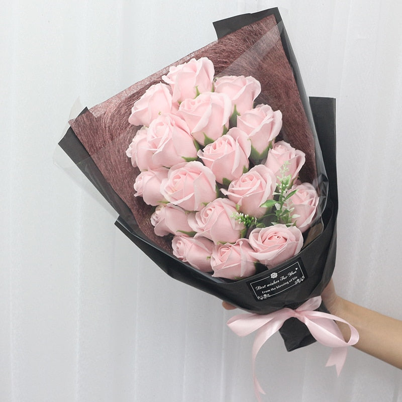 Qfdian Party gifts Party decoration hot sale new  Soap Roses Bouquet Artificial Flower Flores Plant Marriage Birthday Christmas Wedding Valentines Day Gift Home Decor