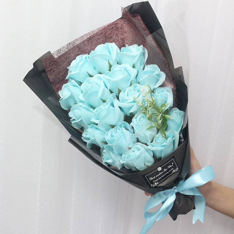 Qfdian Party gifts Party decoration hot sale new  Soap Roses Bouquet Artificial Flower Flores Plant Marriage Birthday Christmas Wedding Valentines Day Gift Home Decor