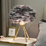 Qfdian  Christmas Feather Bedroom Table Lamp Modern Bedside Lamp Living Room Coffee Shop Wedding Christmas Decoration Romantic Goose Feather Lamp