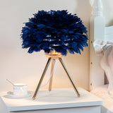 Qfdian  Christmas Feather Bedroom Table Lamp Modern Bedside Lamp Living Room Coffee Shop Wedding Christmas Decoration Romantic Goose Feather Lamp
