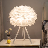Qfdian  Christmas Feather Bedroom Table Lamp Modern Bedside Lamp Living Room Coffee Shop Wedding Christmas Decoration Romantic Goose Feather Lamp