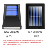 Qfdian Party decoration 2/6 LED Solar Lamp Outdoor Waterproof Street Lighting Wall Lamps Powerful Solar Powered Light for Garden Home Country Decoration