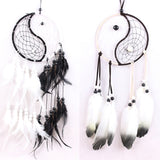 Qfdian  Christmas Handmade Love Heart Feather Pendents Wall Hanging Dream Net Catcher Dreamy Room Decoration Indian Culture Fairy Ornament