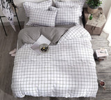 Qfdian Cozy apartment aesthetic Solstice Home Textile Black Lattice Duvet Cover Pillowcase Bed Sheet Simple Boy Girls Bedding Sets Single Twin Double Cover Beds