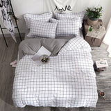 Qfdian Cozy apartment aesthetic Solstice Home Textile Black Lattice Duvet Cover Pillowcase Bed Sheet Simple Boy Girls Bedding Sets Single Twin Double Cover Beds