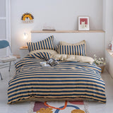 Qfdian Cozy apartment aesthetic Solstice Home Textile Black Lattice Duvet Cover Pillowcase Bed Sheet Simple Boy Girls Bedding Sets Single Twin Double Cover Beds