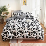 Qfdian Cozy apartment aesthetic Solstice Home Textile Black Lattice Duvet Cover Pillowcase Bed Sheet Simple Boy Girls Bedding Sets Single Twin Double Cover Beds
