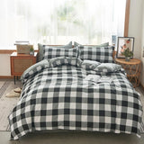 Qfdian Cozy apartment aesthetic Solstice Home Textile Black Lattice Duvet Cover Pillowcase Bed Sheet Simple Boy Girls Bedding Sets Single Twin Double Cover Beds