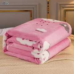 Qfdian New Year's gift Soft Blanket Warm Coral Fleece Blankets Floral Cartoon Plaid Winter Sheet Bedspread Sofa Throw Mechanical Wash Leisure Covering