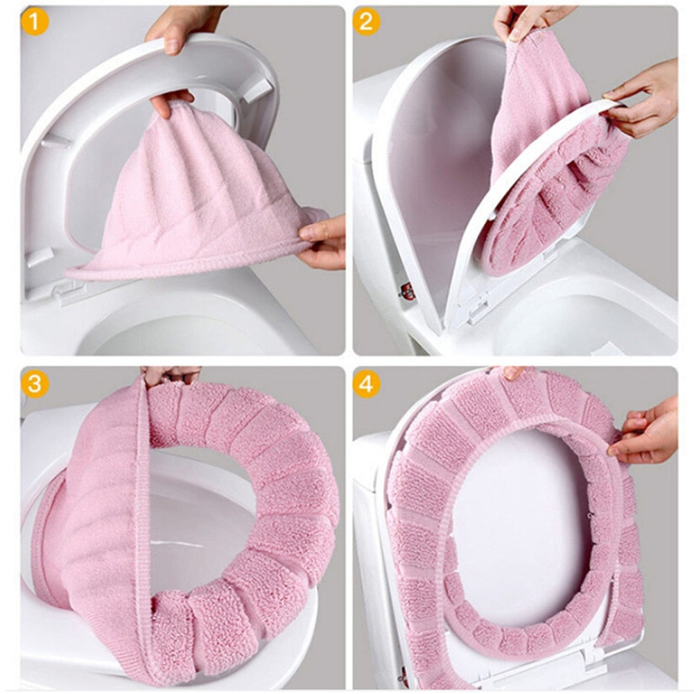 Soft Washable Toilet Seat Cover Mat Pad Cushion Easy use Warm Comfortable Toilet tool Home Bathroom Toilet Cleaning Accessories