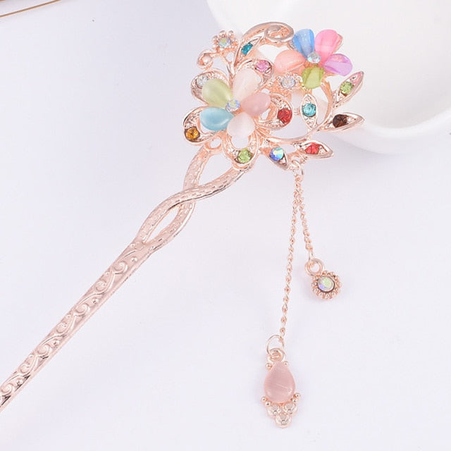 Qfdian Vintage Chinese Traditional Flower Hairpin Classic Hair Stick Elegant Women Elegant Hanfu Hair Accessories заколка для волос