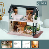 Qfdian gifts for women hot sale new DIY Dollhouse Kit Wooden Doll Houses Miniature Dollhouse Furniture Kit with LED Toys for children Christmas Gift QL02