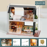 Qfdian gifts for women hot sale new DIY Dollhouse Kit Wooden Doll Houses Miniature Dollhouse Furniture Kit with LED Toys for children Christmas Gift QL02