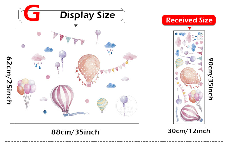 Qfdian Party decoration valentines day Cartoon Cute Animals Hot Air Balloon Wall Stickers for Kids Room Baby Nursery Room Wall Decals Bedroom Decoration Home Decor PVC